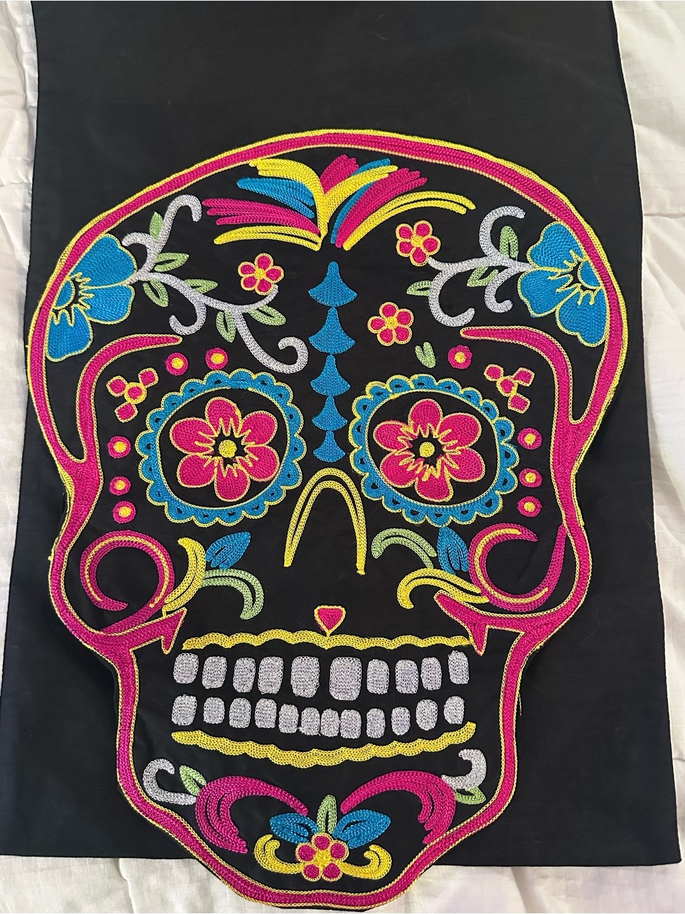 Black Sugar Skull Table Runner